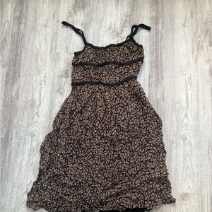 Chic Black and Brown Women's Midi Dress